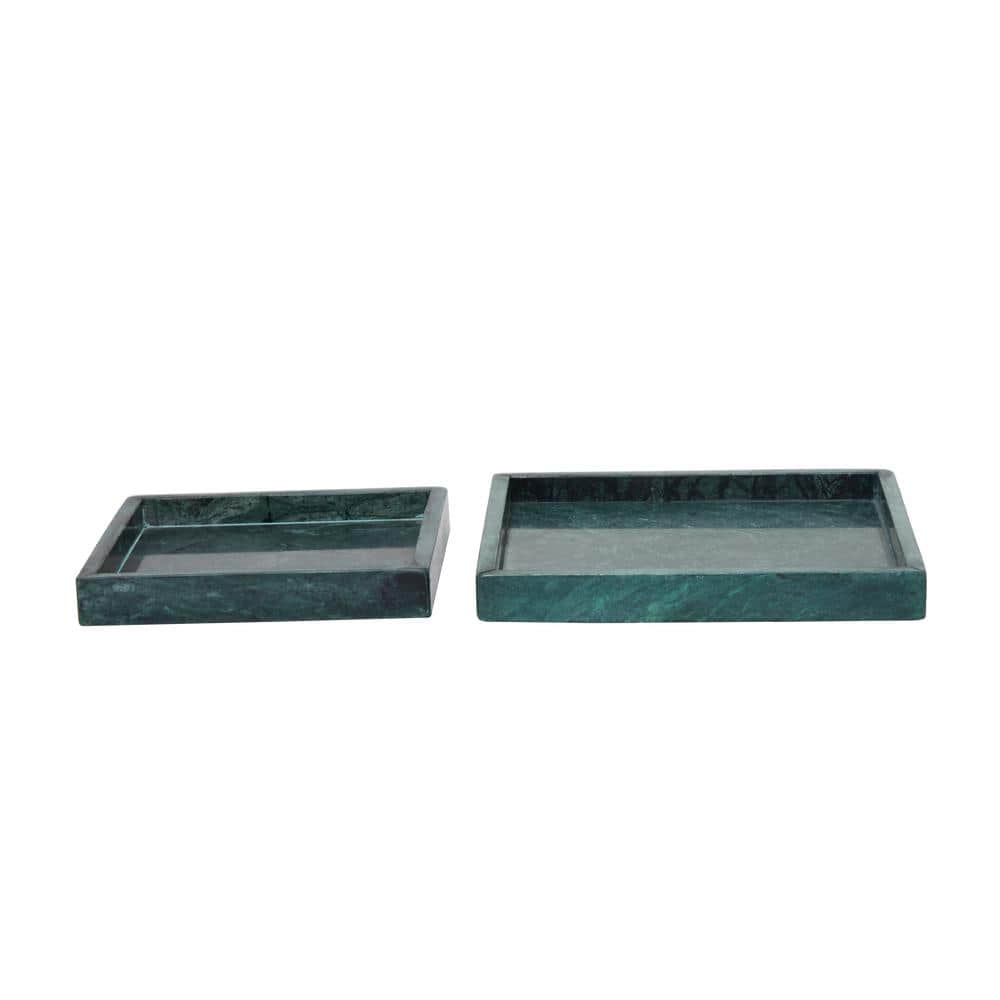 Green Marble Decorative Tray with Raised Border (Set of 2) -  Litton Lane, 042977