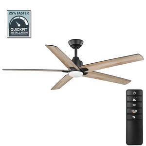 Vinwood 56 in. Indoor White Color Changing LED Matte Black Smart Hubspace Ceiling Fan with DC Motor and Remote Control