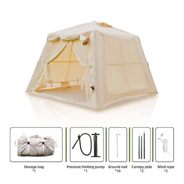 7 ft. x 7 ft. Beige Inflatable Tents for Camping with canopy, Blow