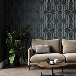 Indulgent Geo Sapphire Vinyl Removable Wallpaper