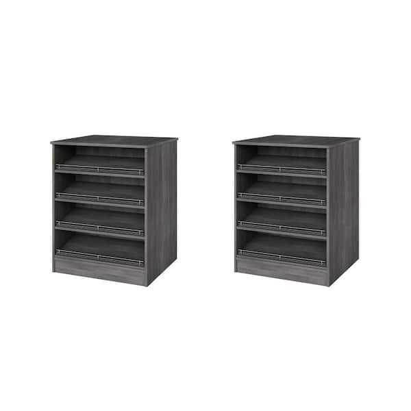 Vista 31.5 in. W Grey Closet Island Freestanding with Slanted Shoe-Shelves 8-Shelf Wood Closet System