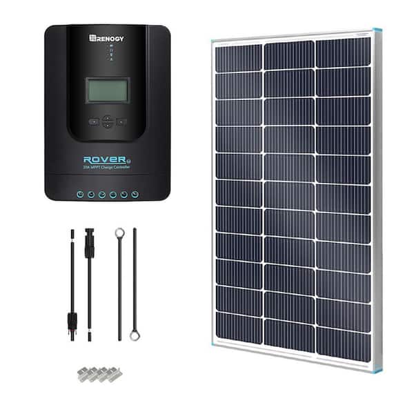 100-Watt 12V Off-Grid Solar Starter Kit w/ 1-Piece 100W Monocrystalline Panel and 20A MPPT Rover Charge Controller