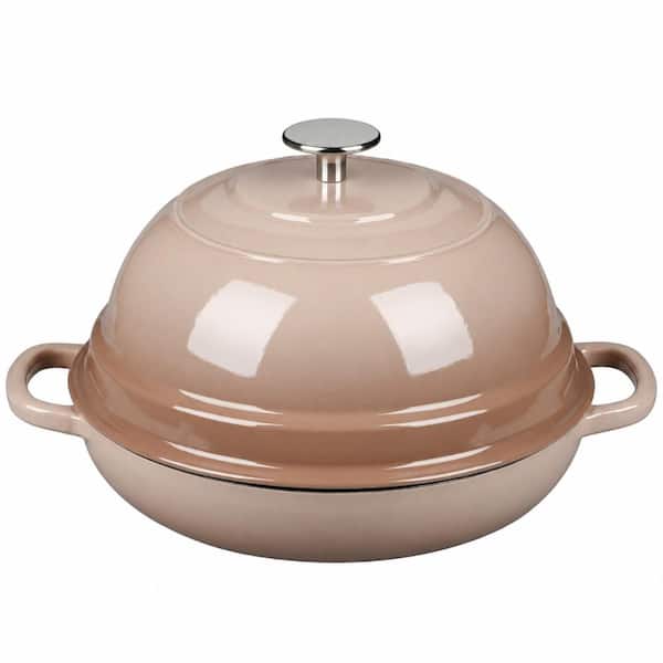 6 qt. Round Cast Iron Dutch Oven with Lid, Enameled Mocha Bread Oven for Sourdough Baking