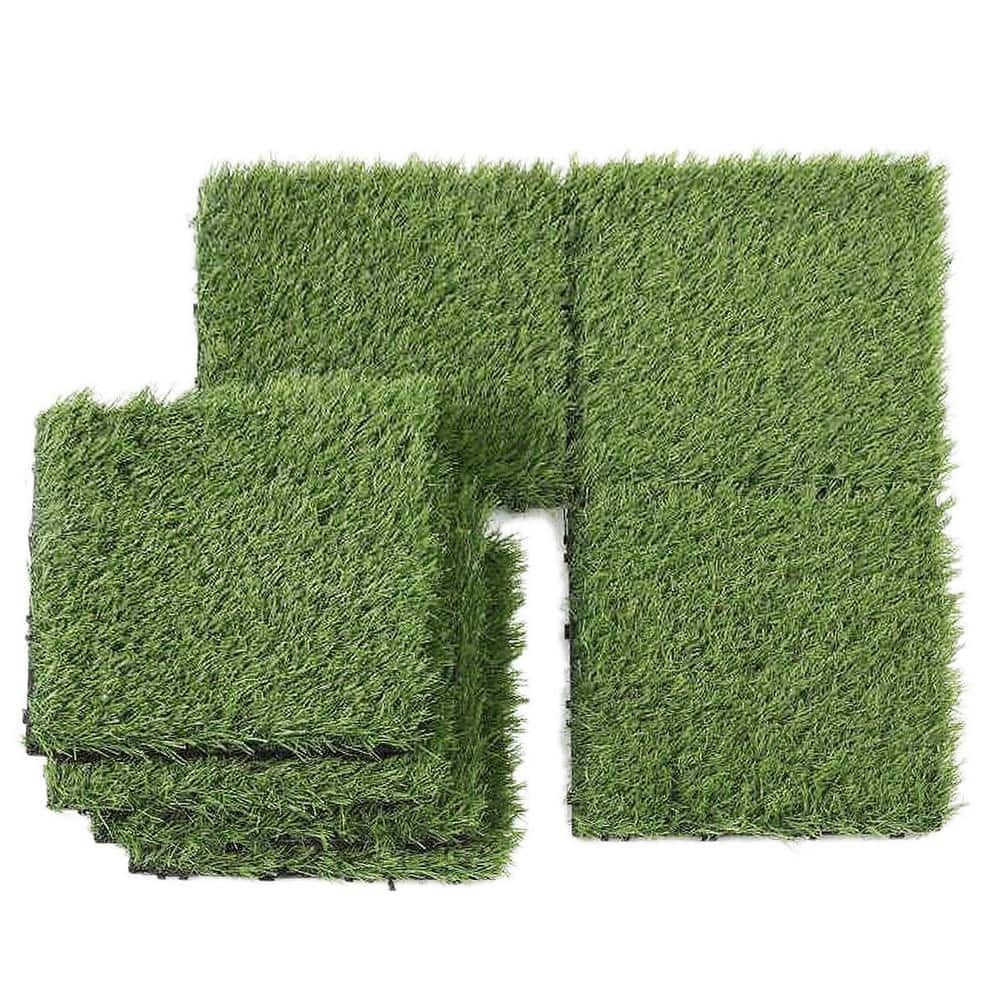 Tidoin Patio 1 ft. x 1 ft. Squares Artificial Realistic Grass Tiles in