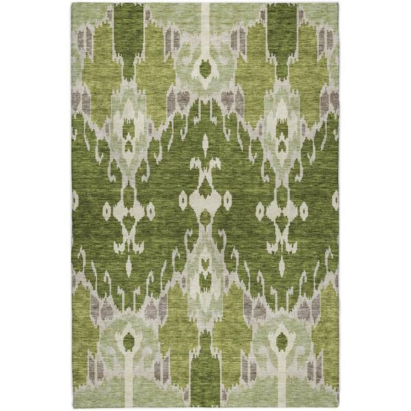 Dream Shag Premium Machine Washable Abstract ADS748 Olive 5 ft. x 7 ft. 6 in. Area Rug