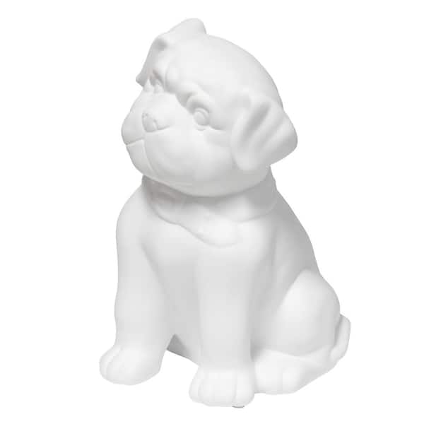 Creekwood home 10.62 in. Glowing Ceramic Canine Companion Light, for Home Decor, Nightstand, End Table, Entryway, Kid's Room, White