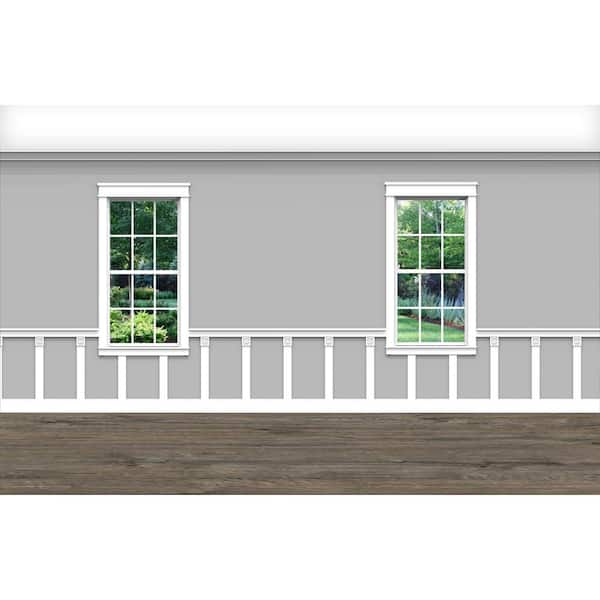 Ornamental Mouldings .75 in. D x 32 in. W x 92 in. L Unfinished Aspen Wood Breanna Wainscot Kit Panel Moulding