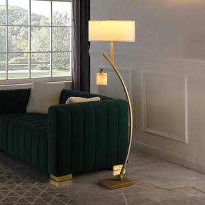 59 in. Contemporary Dual Gold Arc with Hanging Pendulum Metal Standard Floor Lamp