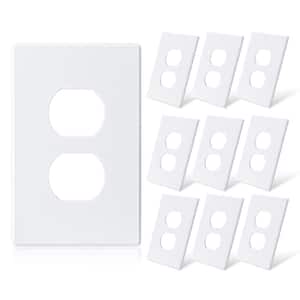 1-Gang White Duplex Outlet Plastic Wall Plate (10-pack)