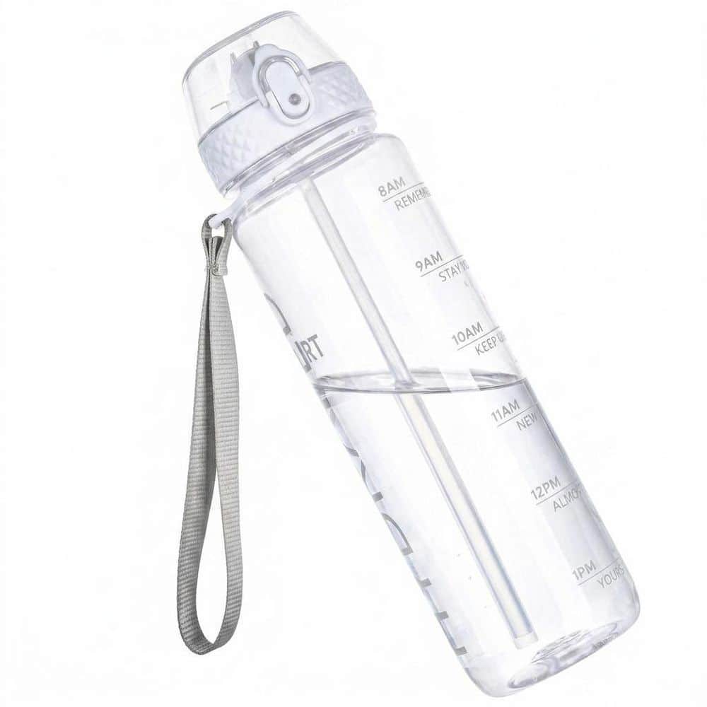32 oz Clear Blue Plastic BPA-Free Tritan Leakproof Water Bottle w/ Straw Time Marker Sport Design for Gym School Office price history on PriceWatchPro