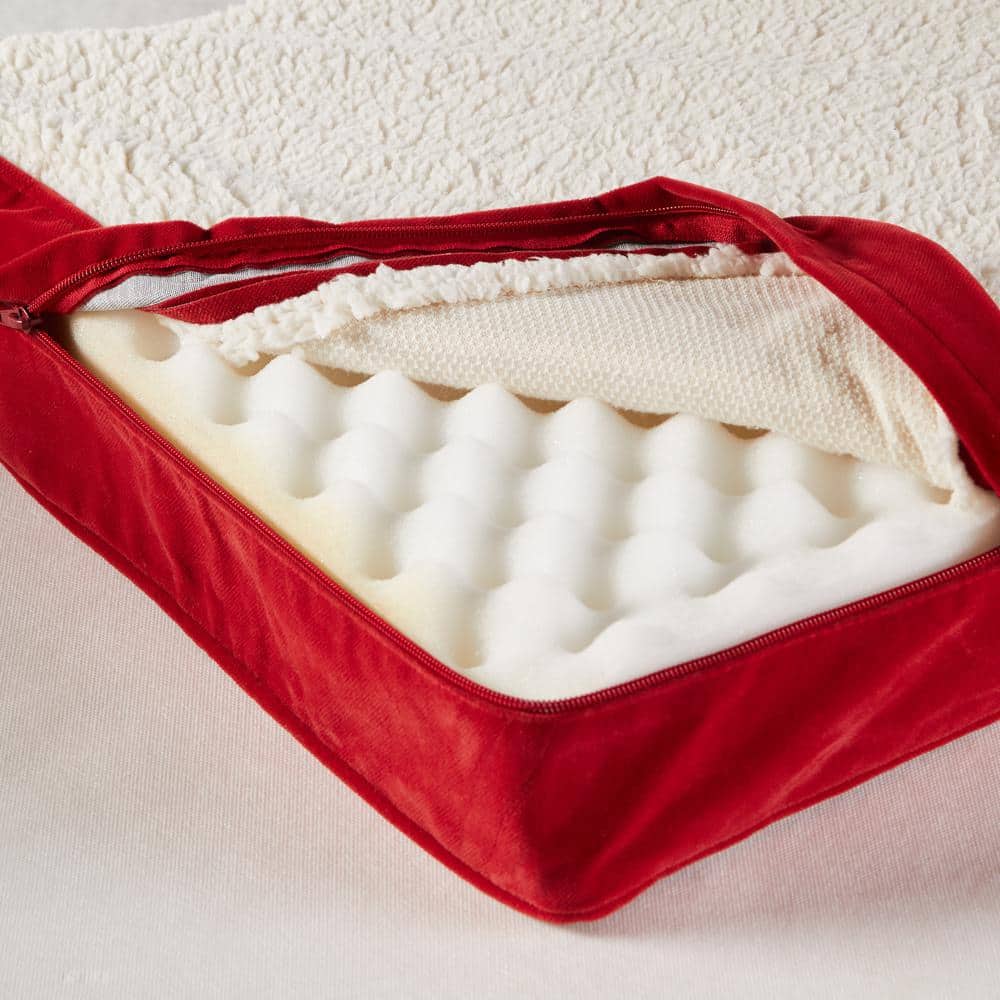 Small Crimson Orthopedic Dog Bed with Sherpa Panel