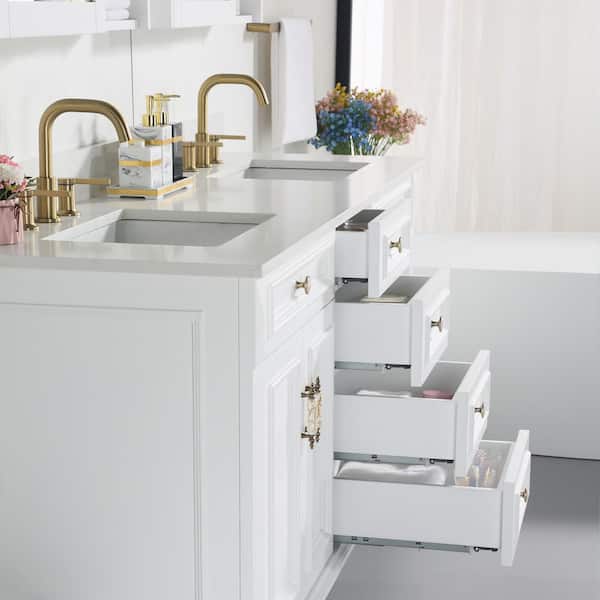 WELLFOR Artwood 72 in. W x 22 in. D x 35 in. H 2-White Sinks