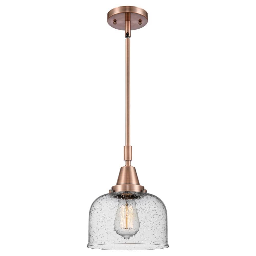 Bell 100-Watt 1-Light Antique Copper Standard Mini Pendant Light with Seeded Glass Shade, No Bulbs Included price history on PriceWatchPro