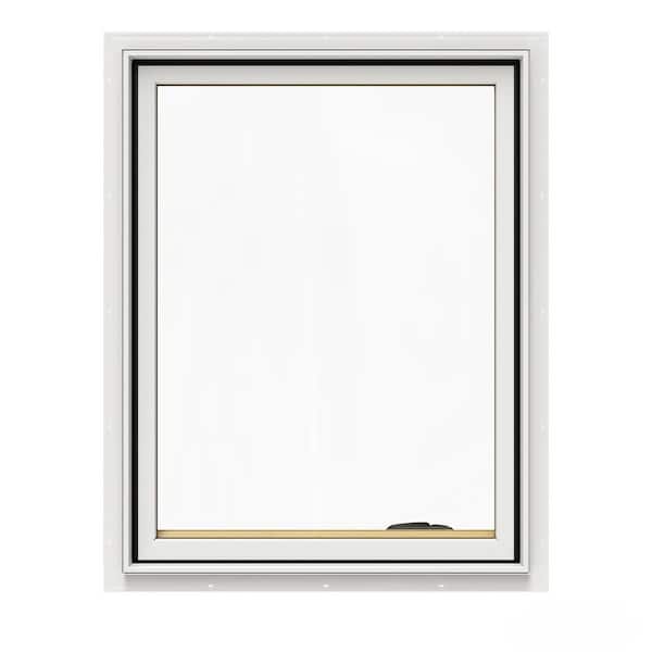 JELD-WEN 24.75 in. x 36.75 in. W-2500 Series White Painted Clad Wood Right-Handed Casement Window with BetterVue Mesh Screen