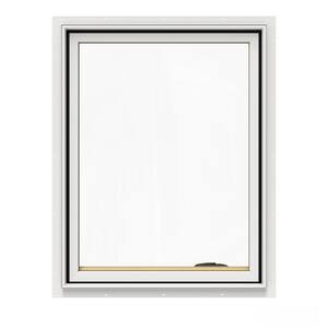 24.75 in. x 36.75 in. W-2500 Series White Painted Clad Wood Right-Handed Casement Window with BetterVue Mesh Screen