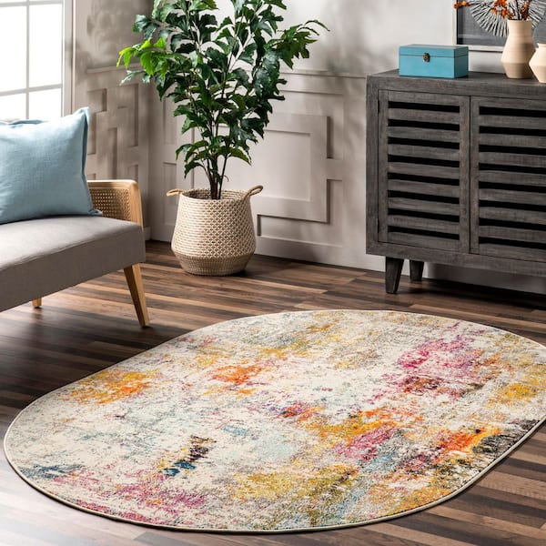 Modern Cezanne Multi 5 ft. x 8 ft. Oval Area Rug