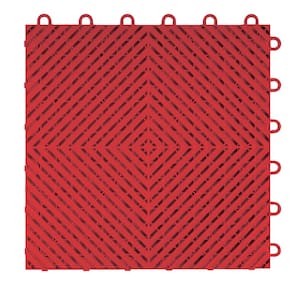 Ribtrax Smooth Home 12 in. W x 12 in. L Racing Red Polypropylene Tile Flooring (10-Pack)