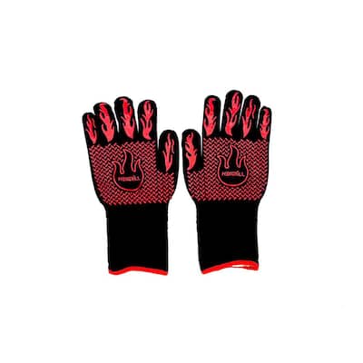 Heat Resistant Grilling Gloves with Silicone Grip (1-Pair)