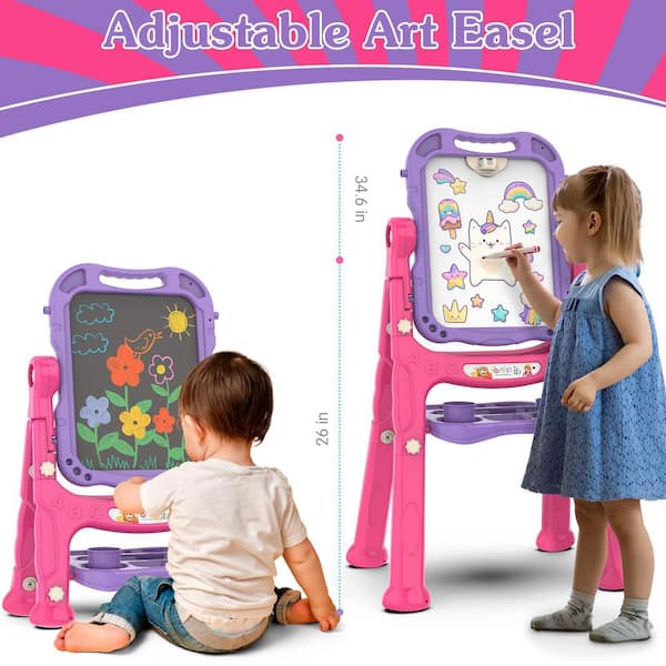 Adjustable Standing Double Sided Rotating Kids Art Easel with