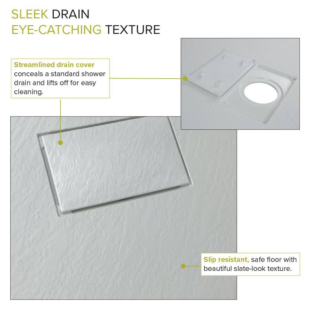 60-Inch Grey Solid Surface Zero Threshold Shower Base