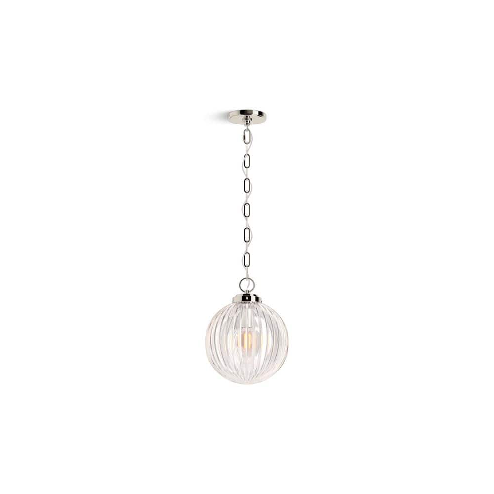 Polished Nickel Glass Globe LED Pendant Light