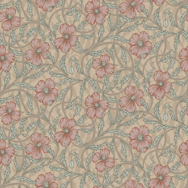 A-Street Prints Imogen Light Brown Multi-Colored Floral Wallpaper Sample