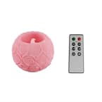 Rose Embossed Ball LED Flameless Candle with Remote Control