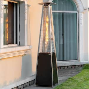 48,000 BTU Quartz Glass Tube Heat-Focusing Black Propane Gas Standing Patio Heater
