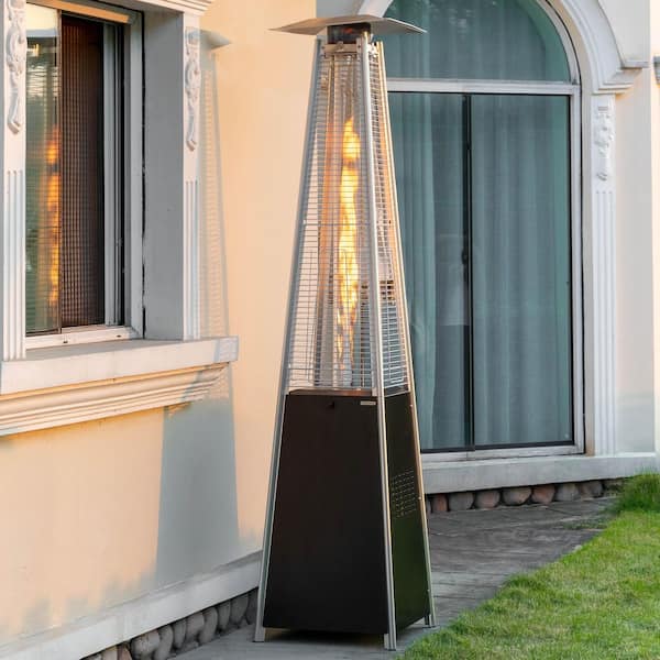 48,000 BTU Quartz Glass Tube Heat-Focusing Black Propane Gas Standing Patio Heater