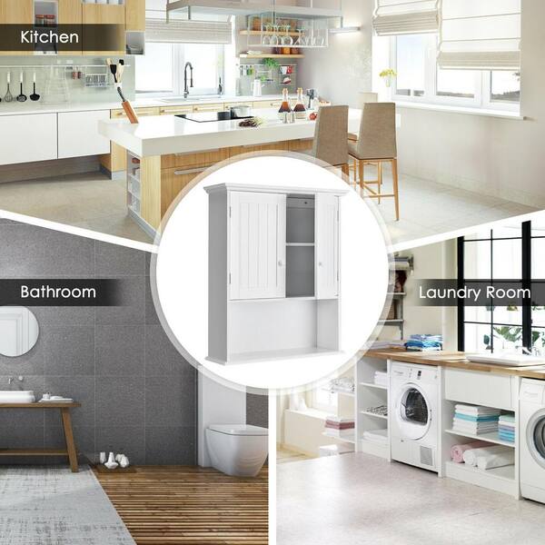 Forclover Bathroom Storage Cabinet 23.5-in x 28-in x 8-in White Bathroom Wall Cabinet