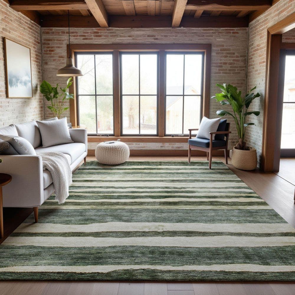 Mayfield Premium Machine Washable Abstract AMF1191 Sage 3 ft. x 5 ft. Area Rug price history on PriceWatchPro