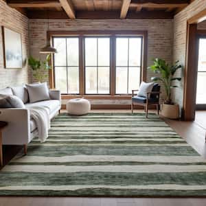 Mayfield Premium Machine Washable Abstract AMF1191 Sage 5 ft. x 7 ft. 6 in. Area Rug