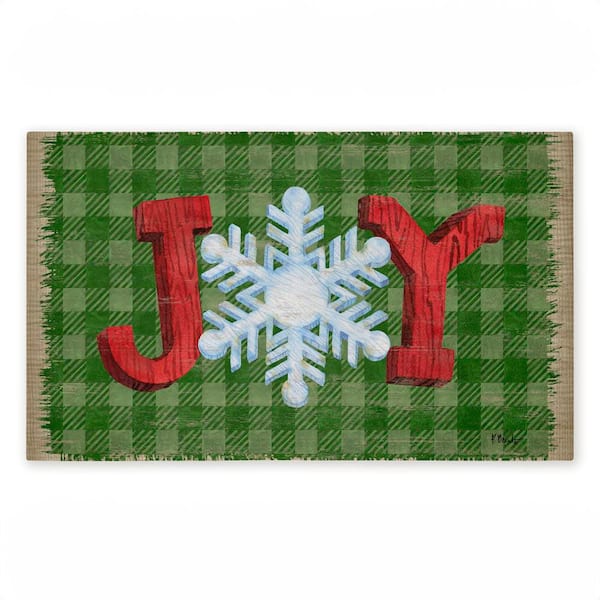 Carpentry Christmas Joy Green 18 in. x 30 in. Polyester Non-Slip Outdoor Door Mat