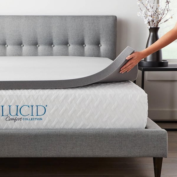 King Lucid Comfort Collection 2 Inch Gel and Aloe Infused Memory Foam Topper 