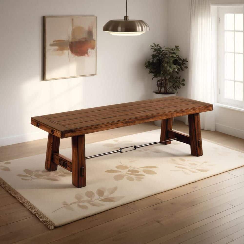Reggie Brown and Black Dining Bench with Turnbuckle Accent 64 in.