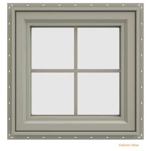 23.5 in. x 23.5 in. V-4500 Series Desert Sand Vinyl Left-Handed Casement Window with Colonial Grids/Grilles