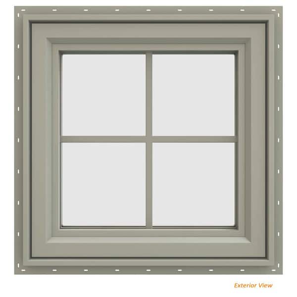 JELD-WEN 23.5 in. x 23.5 in. V-4500 Series Desert Sand Vinyl Left-Handed Casement Window with Colonial Grids/Grilles