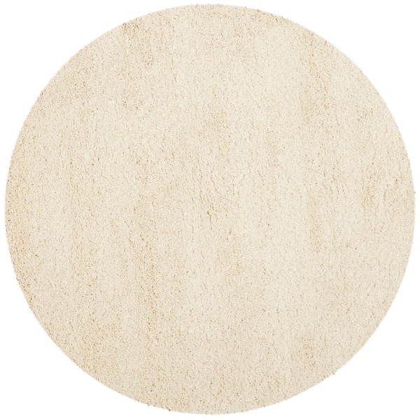 SAFAVIEH California Shag Ivory 5 ft. x 5 ft. Round Solid Area Rug