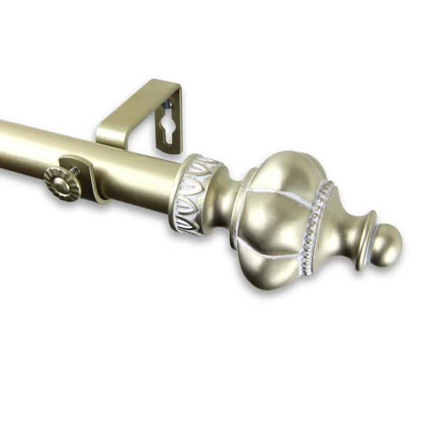 Rod Desyne Terra 160 in. - 240 in. Adjustable 1 in. Dia Single Curtain Rod in Light Gold
