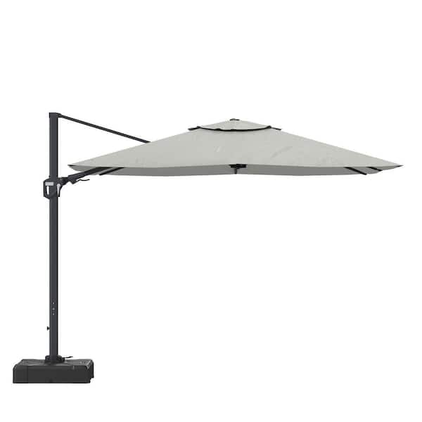 11 ft. Square Cantilever Patio Umbrella in Gray (with Base)