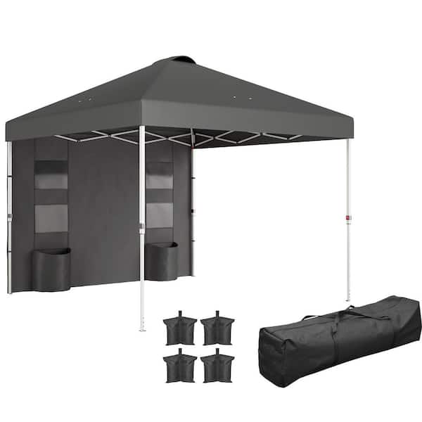 10 ft. x 10 ft. Dark Gray Party Tent with Storage Pockets Sidewall, Height Adjustable