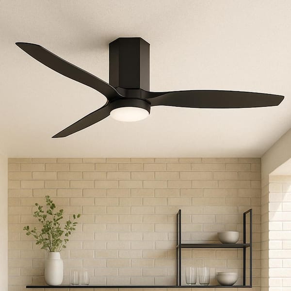 HINKLEY FACET 60.0 in. Integrated LED Indoor/Outdoor Matte Black Ceiling Fan with Remote Control
