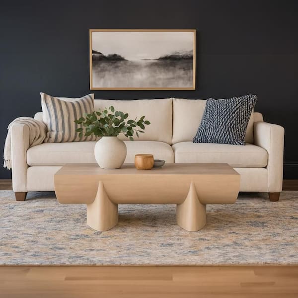 THE URBAN PORT Wilhelm 48 in. Whitewash Rectangle Mango Wood Coffee Table