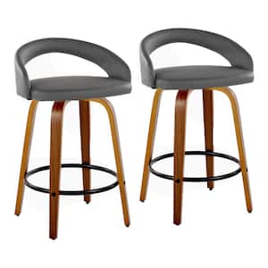 Lumisource Grotto 25.25 in. Camel Faux Leather, Walnut Wood, and