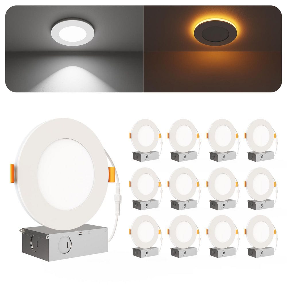6 in. Adjustable 5CCT Canless with Night Light IC Rated Dimmable Indoor Integrated LED Recessed Downlight(12-Pack) price history on PriceWatchPro