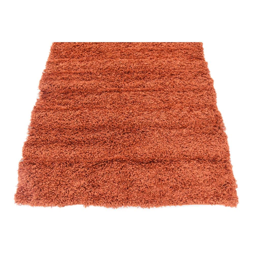 4' x 6' Blue Solid Shag Synthetic Washable Rug