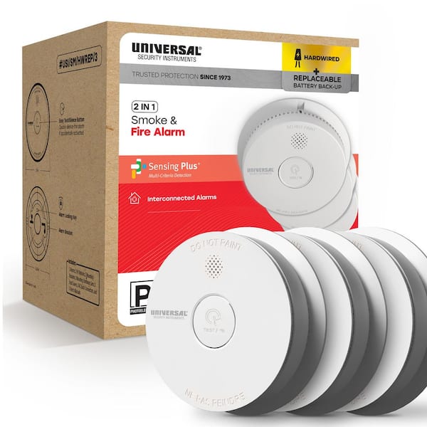 (3-Pack) Hardwired and 1-Year Replaceable Battery Backup Smoke Detector with Photoelectric Sensor