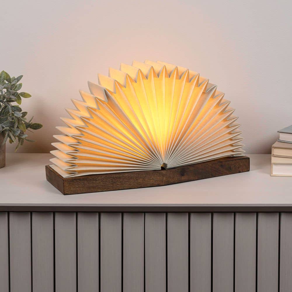Darla 9.6 in. Modern Art Deco Paper Full Pleated Fan LED Table Lamp, Natural price history on PriceWatchPro