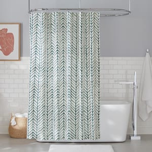 72 in. Charleston Green and White Chevron Shower Curtain