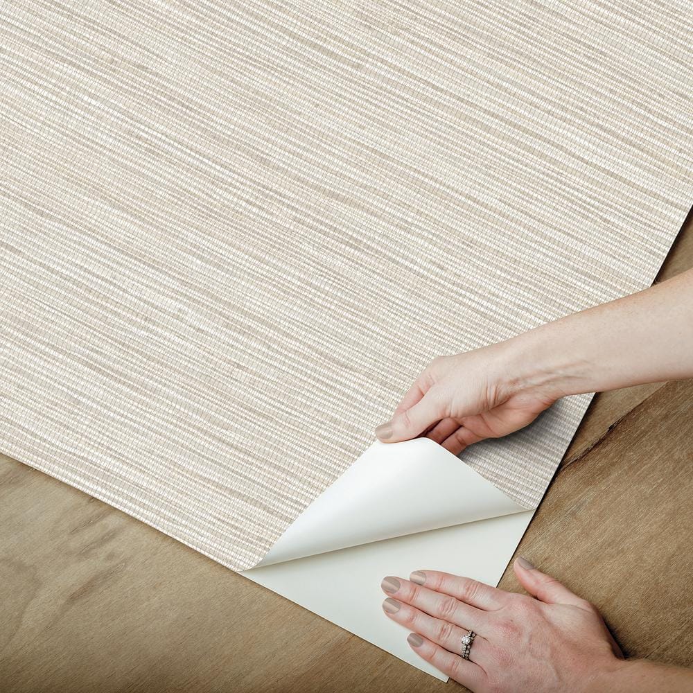 Neutral Grasscloth Self-Adhesive Peel and Stick Wallpaper Roll